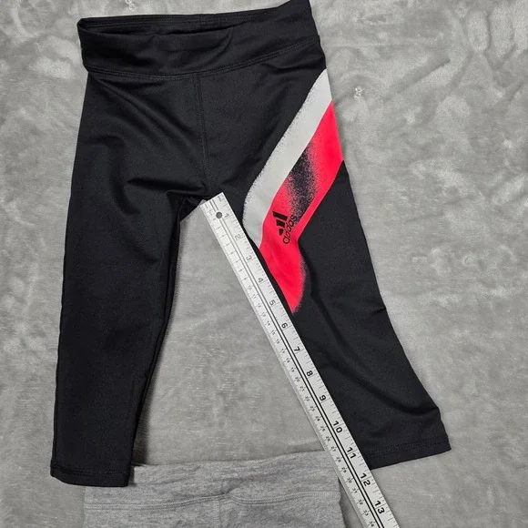 Adidas Girls Size 5 Leggings Lot Black Gray AEROREADY 2Pc Set - Picture 12 of 14